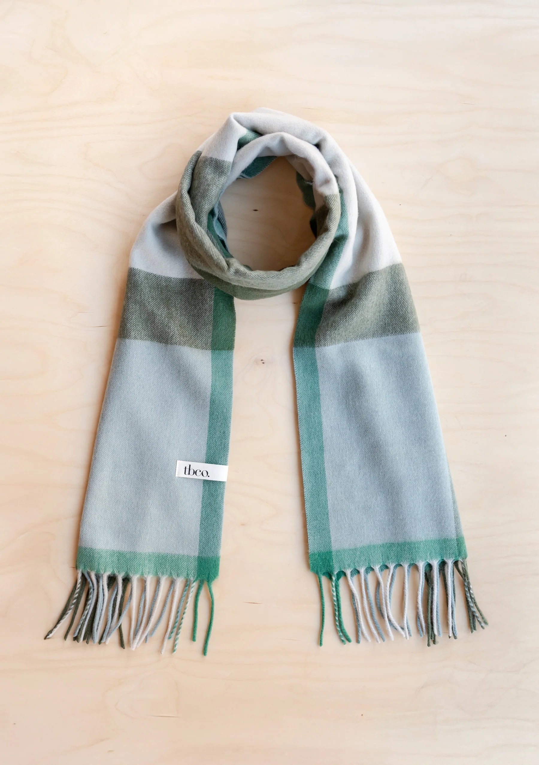 Lambswool Oversized Scarf - Green Block Check