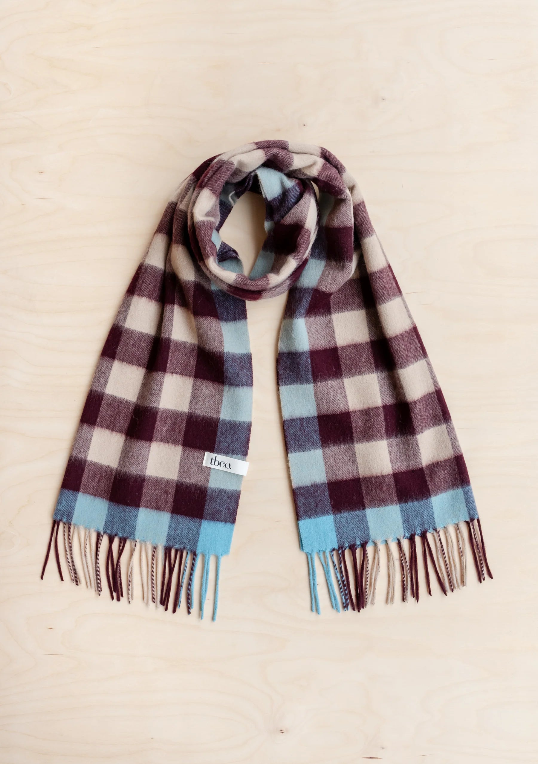 Lambswool Oversized Scarf - Camel Gingham