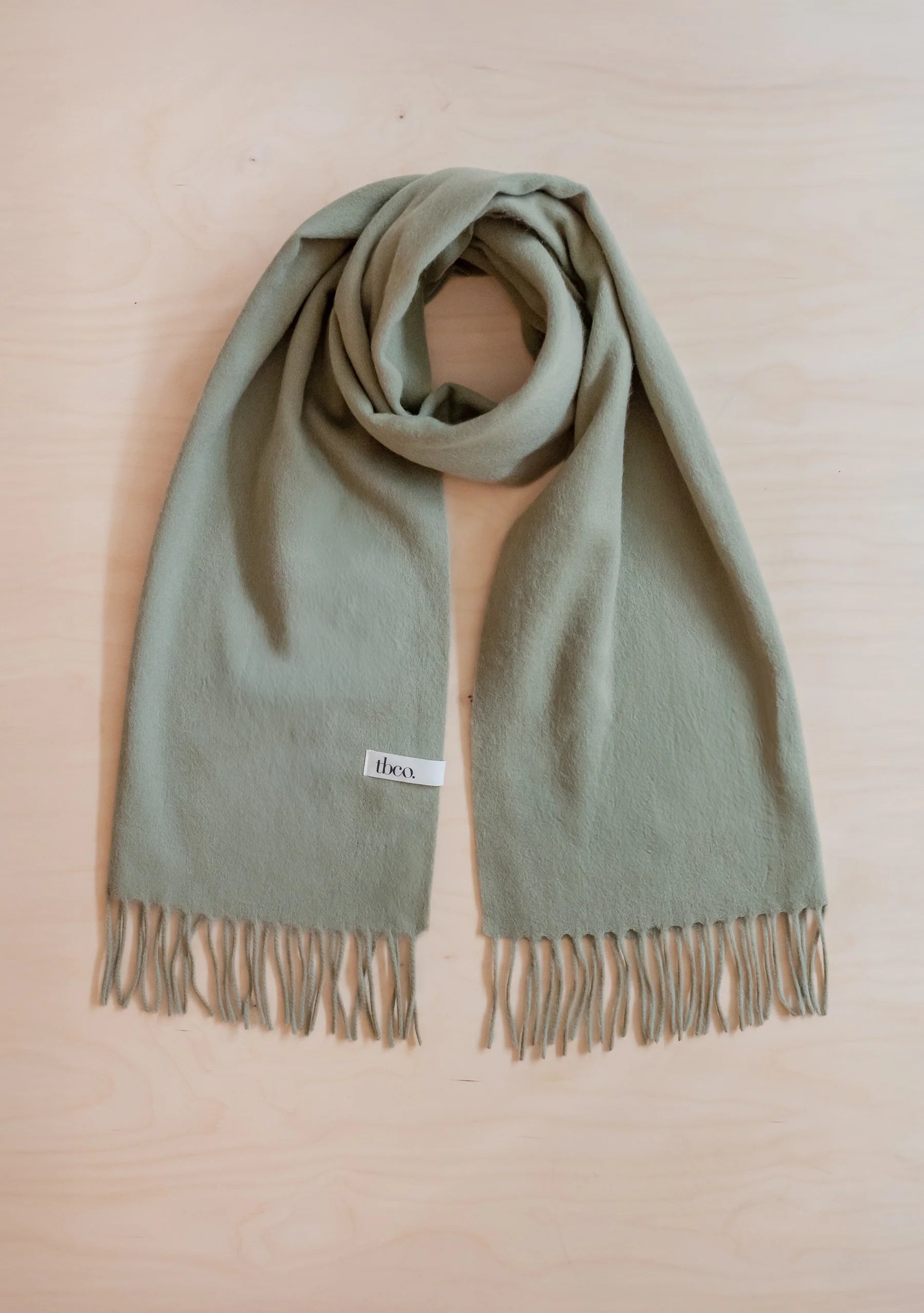 Lambswool Oversized  Scarf Fringed Edge - Olive
