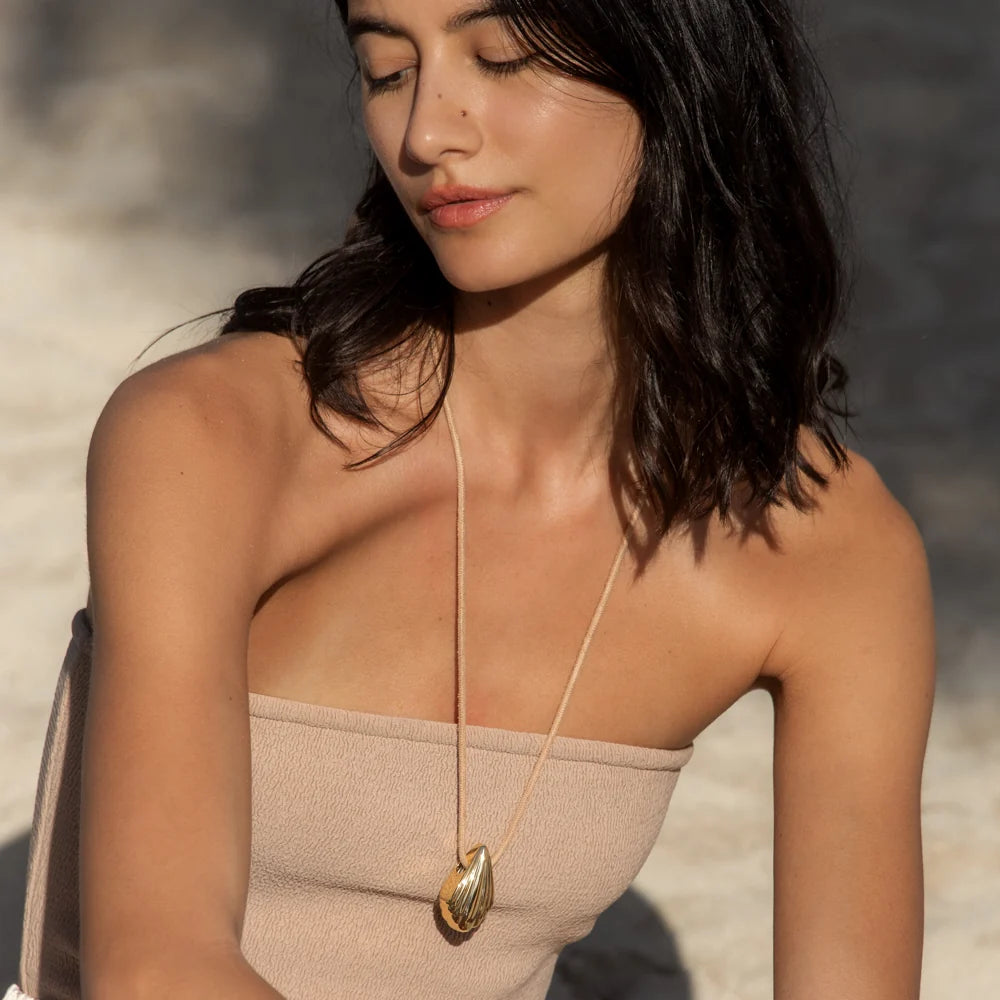 Rya Leather Cord Necklace - Sand