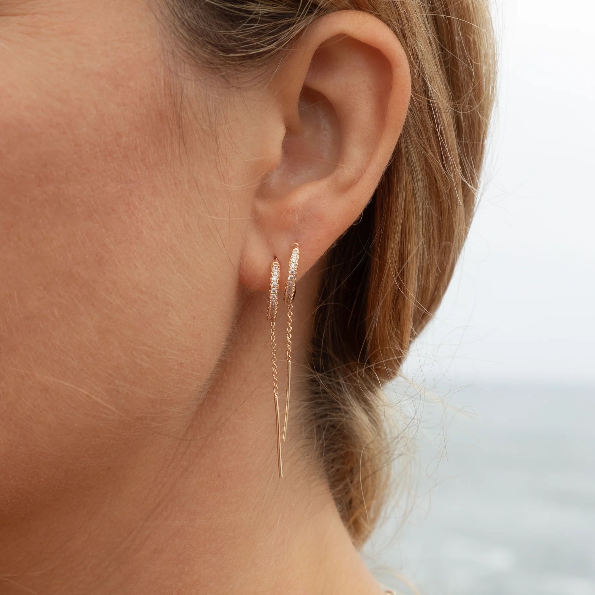Lila Pavé Threader Earrings