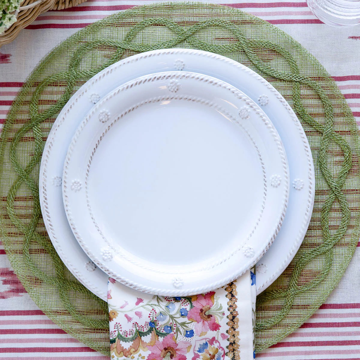 Berry & Thread Melamine Dinner Plate Set/4 - Whitewash