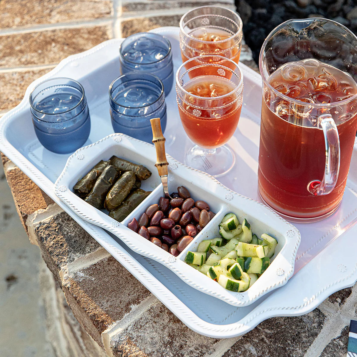 Berry & Thread Melamine Triple Section Server - Whitewash
