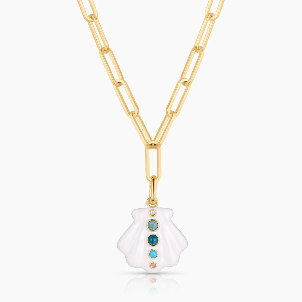 Maris White Enamel Shell Clip Charm