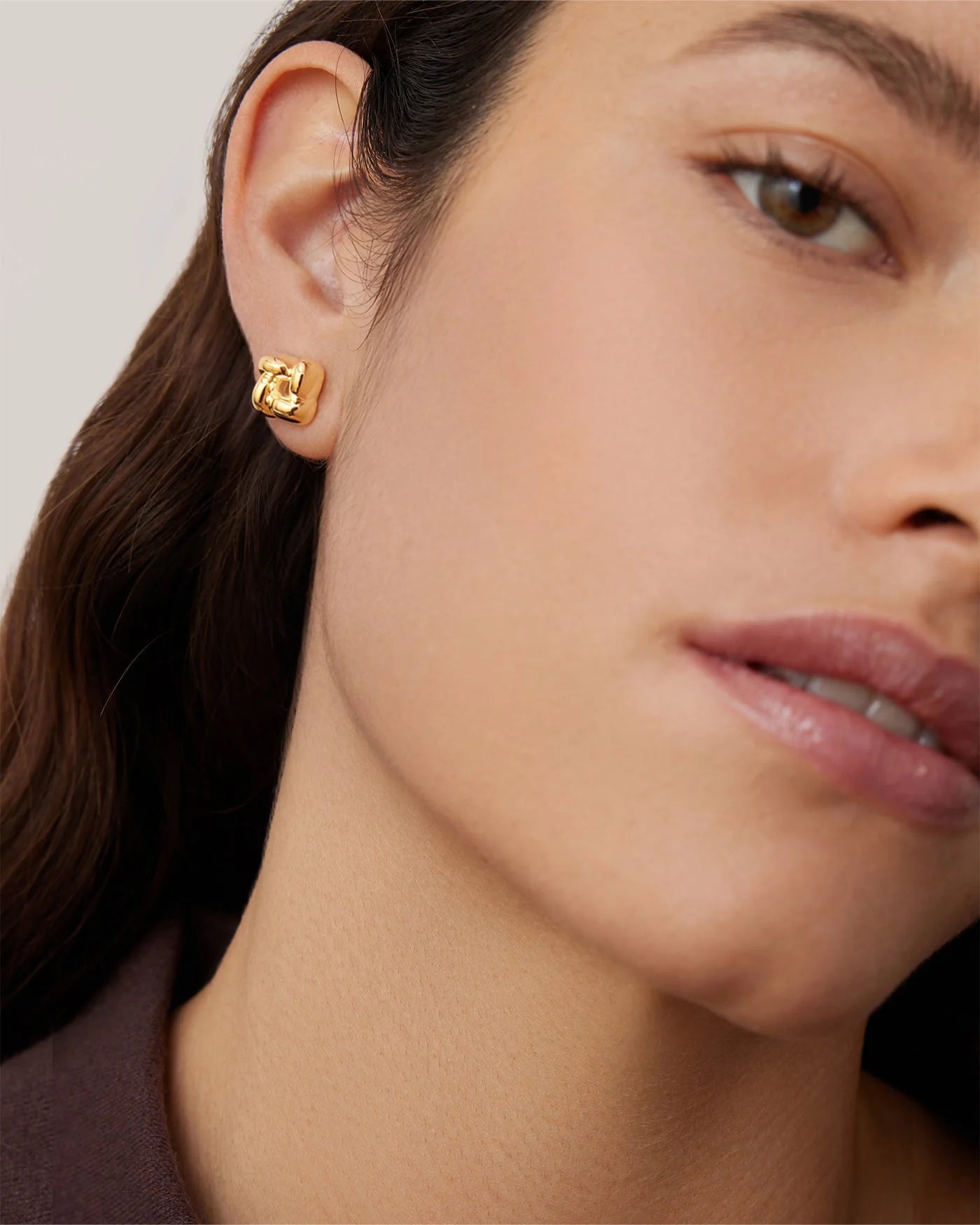 Mini Woven Square Earring - Gold