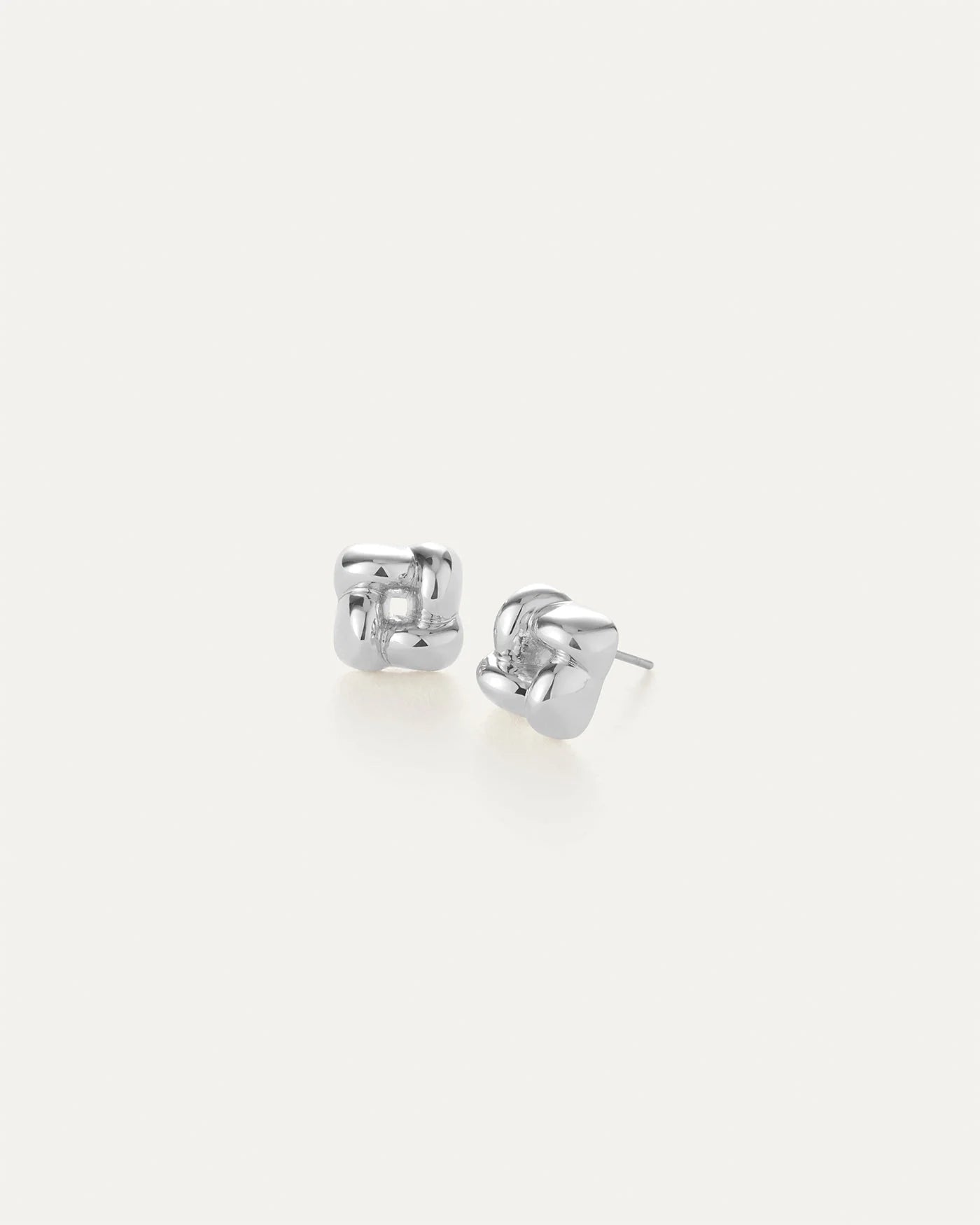 Mini Woven Square Earring - Silver