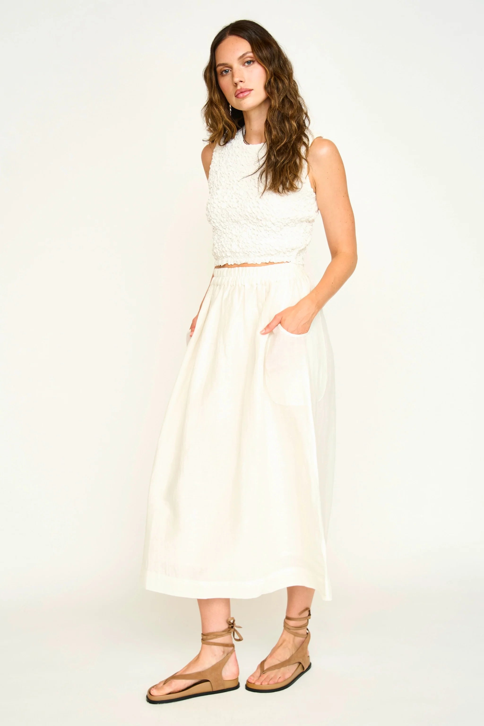 Lucia Smocked Top - White