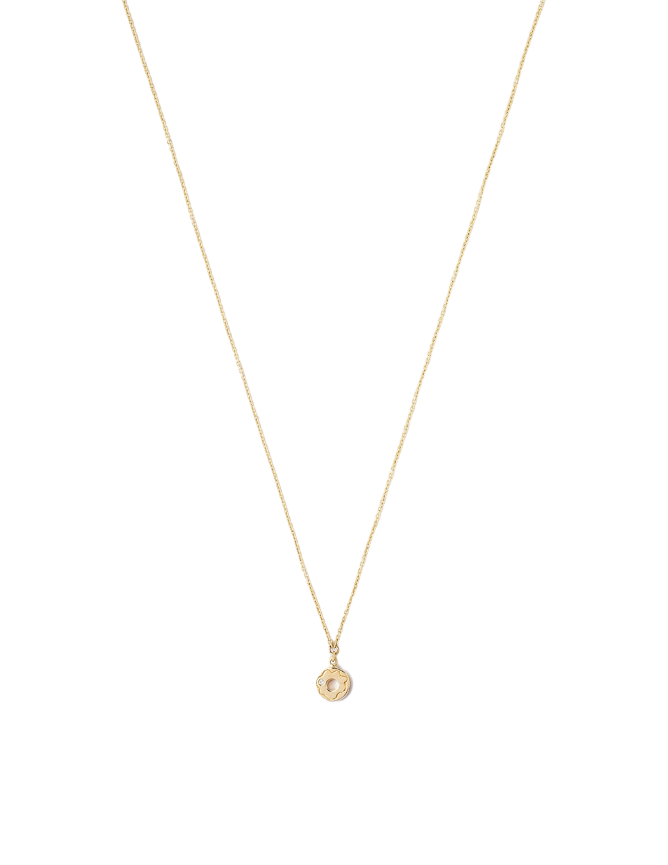 Gold Donut Necklace with Diamond Inlay