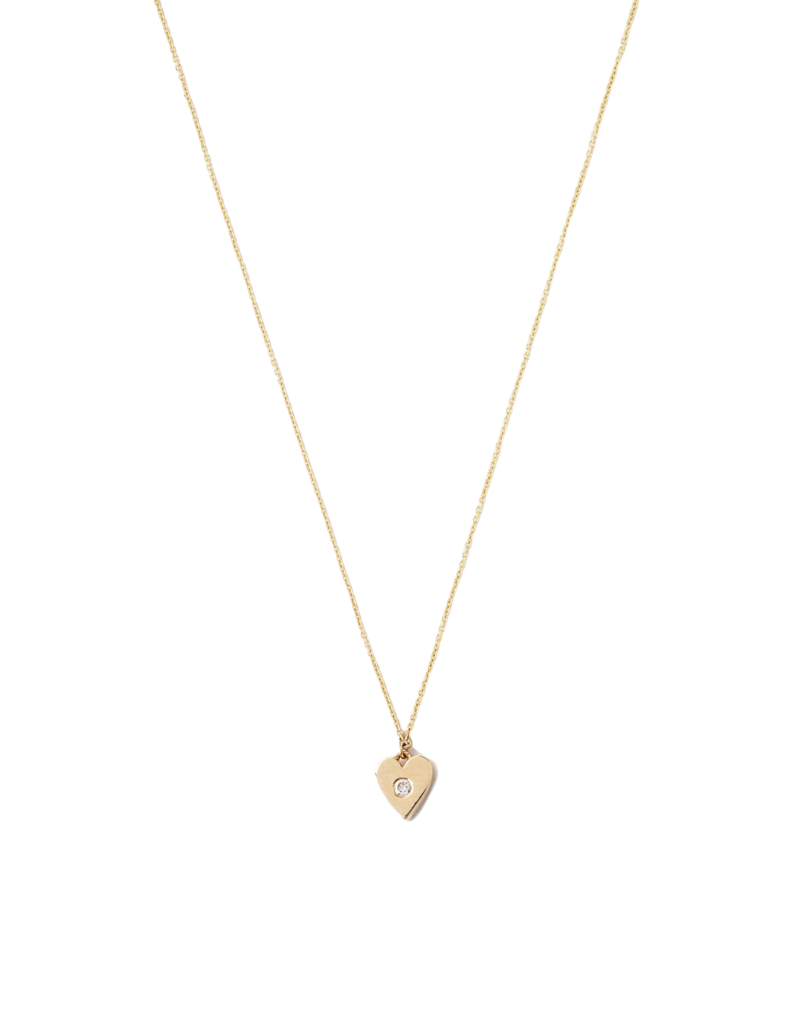 Gold Heart Necklace with Diamond Inlay