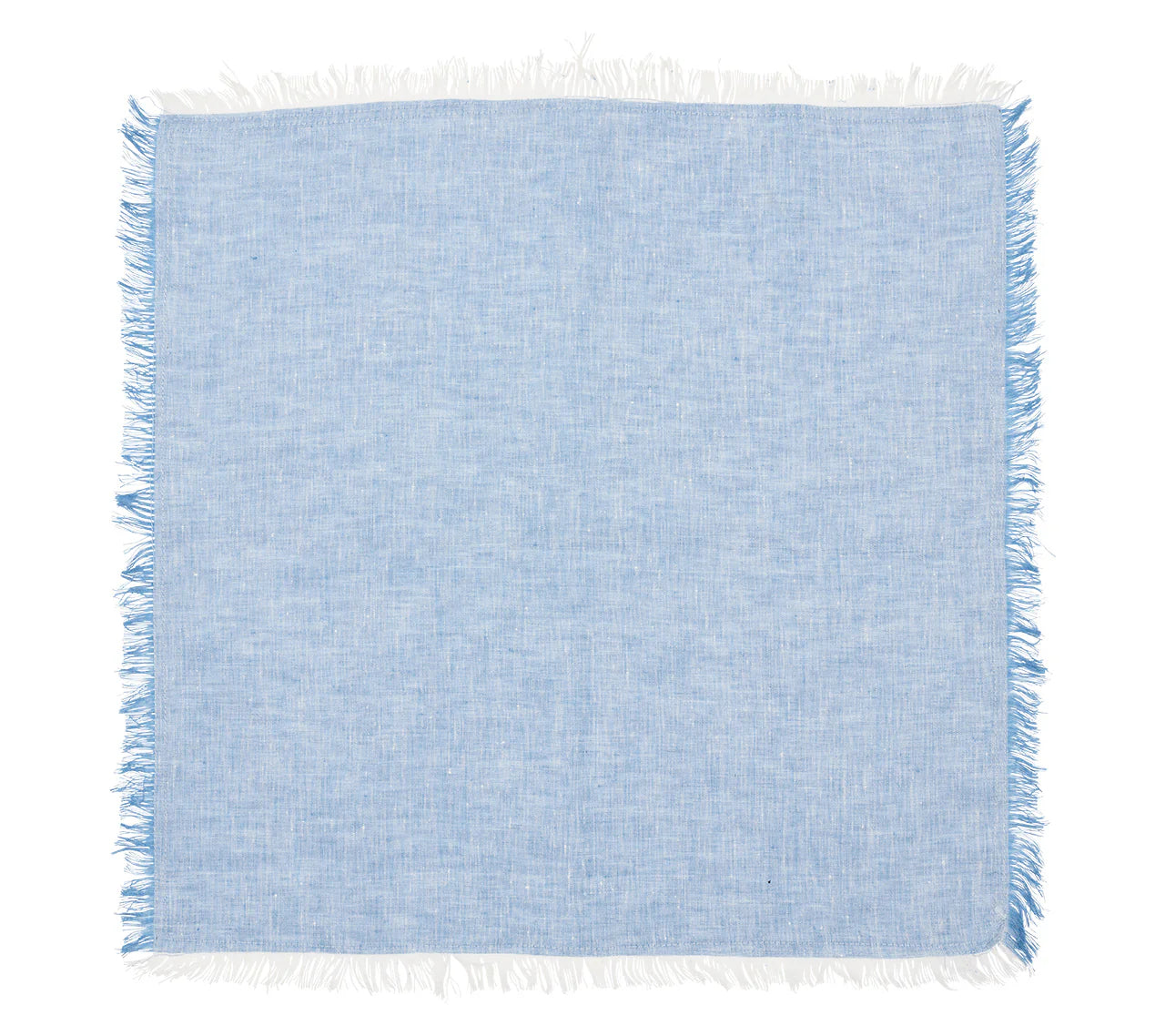 Chambray Fringe Napkin Set/4 - Blue
