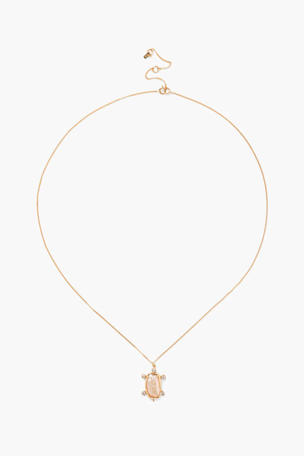 14K Turtle Necklace Peach Pearl