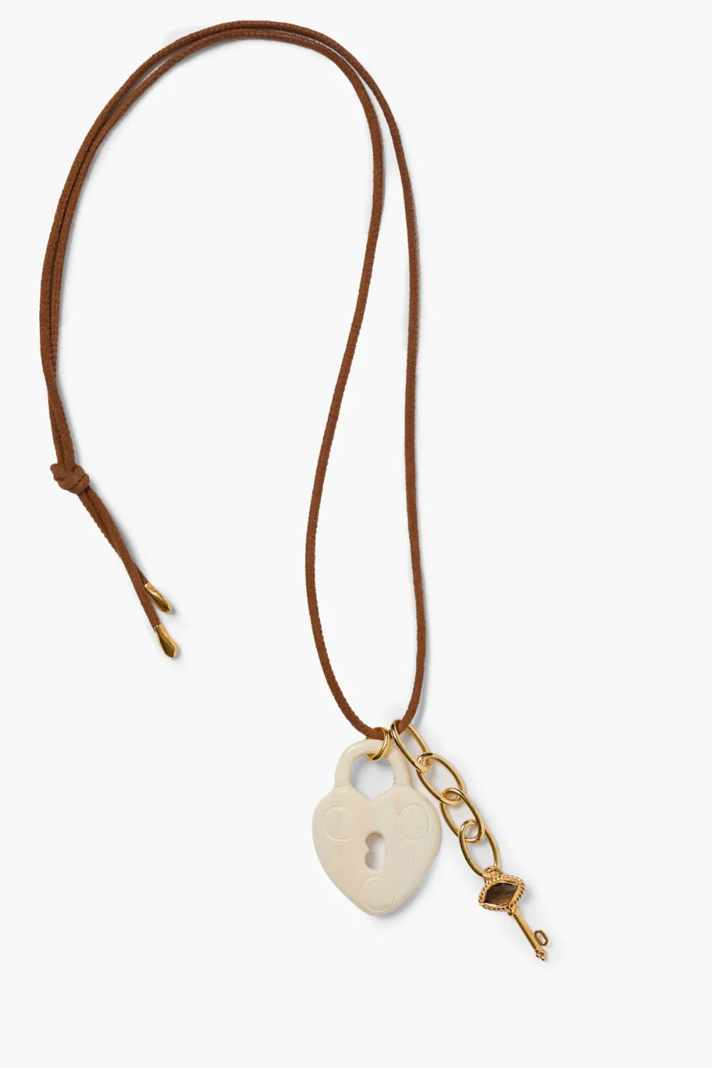 Padlock Charm Necklace - White Bone