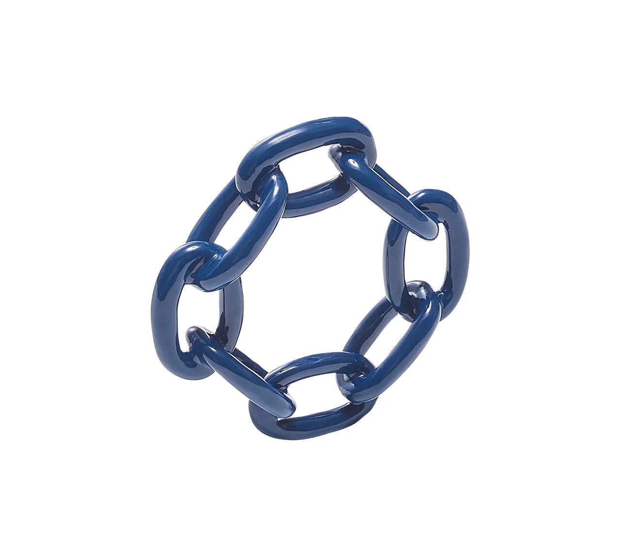 Enamel Chain Link Napkin Ring Set/4 - Navy