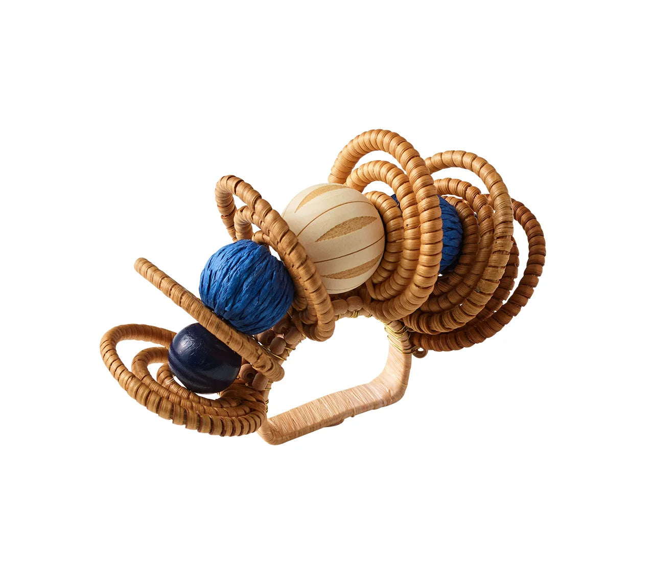 Calypso Napkin Ring Set of 4 - Natural & Blue