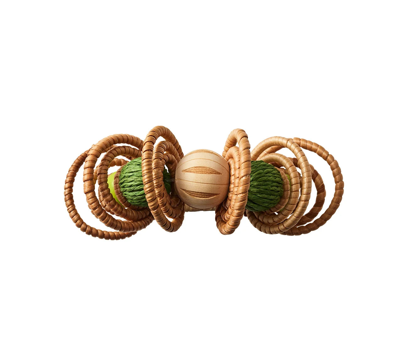 Calypso Napkin Ring Set of 4 - Natural & Green