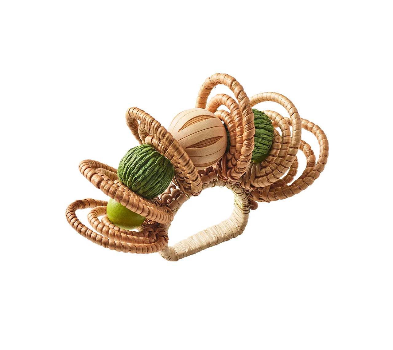 Calypso Napkin Ring Set of 4 - Natural & Green