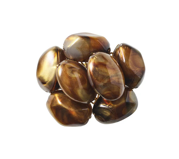 Bonton Napkin Ring Set/4 - Brown & Gold