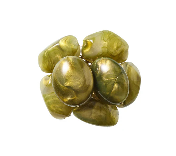 Bonton Napkin Ring Set/4 - Green & Gold