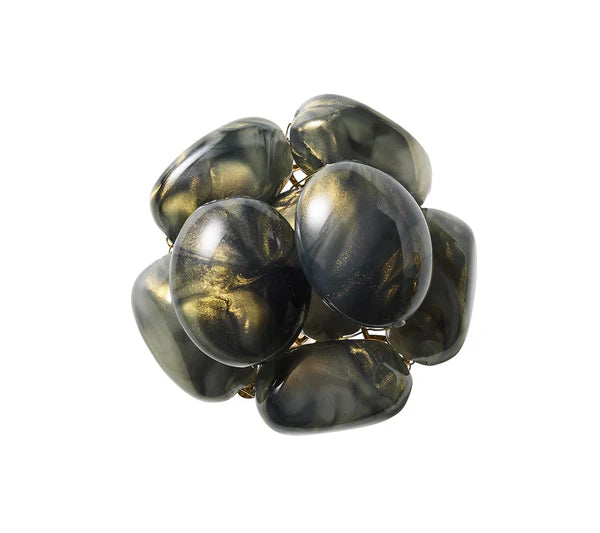 Bonton Napkin Ring Set/4 - Gray & Gold