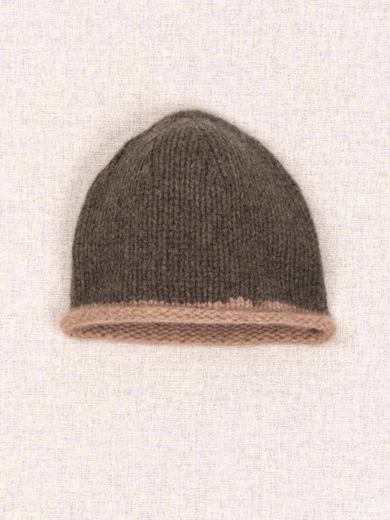 Cottage Hand-Knitted Rolled Edge Beanie - Moss