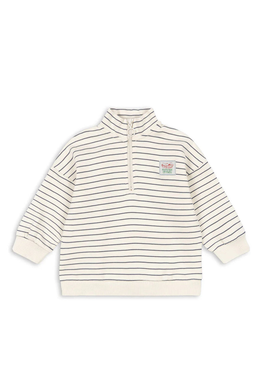 Lou Stripe Half Zip Sweat - Flintstone Stripe