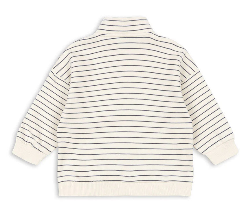 Lou Stripe Half Zip Sweat - Flintstone Stripe