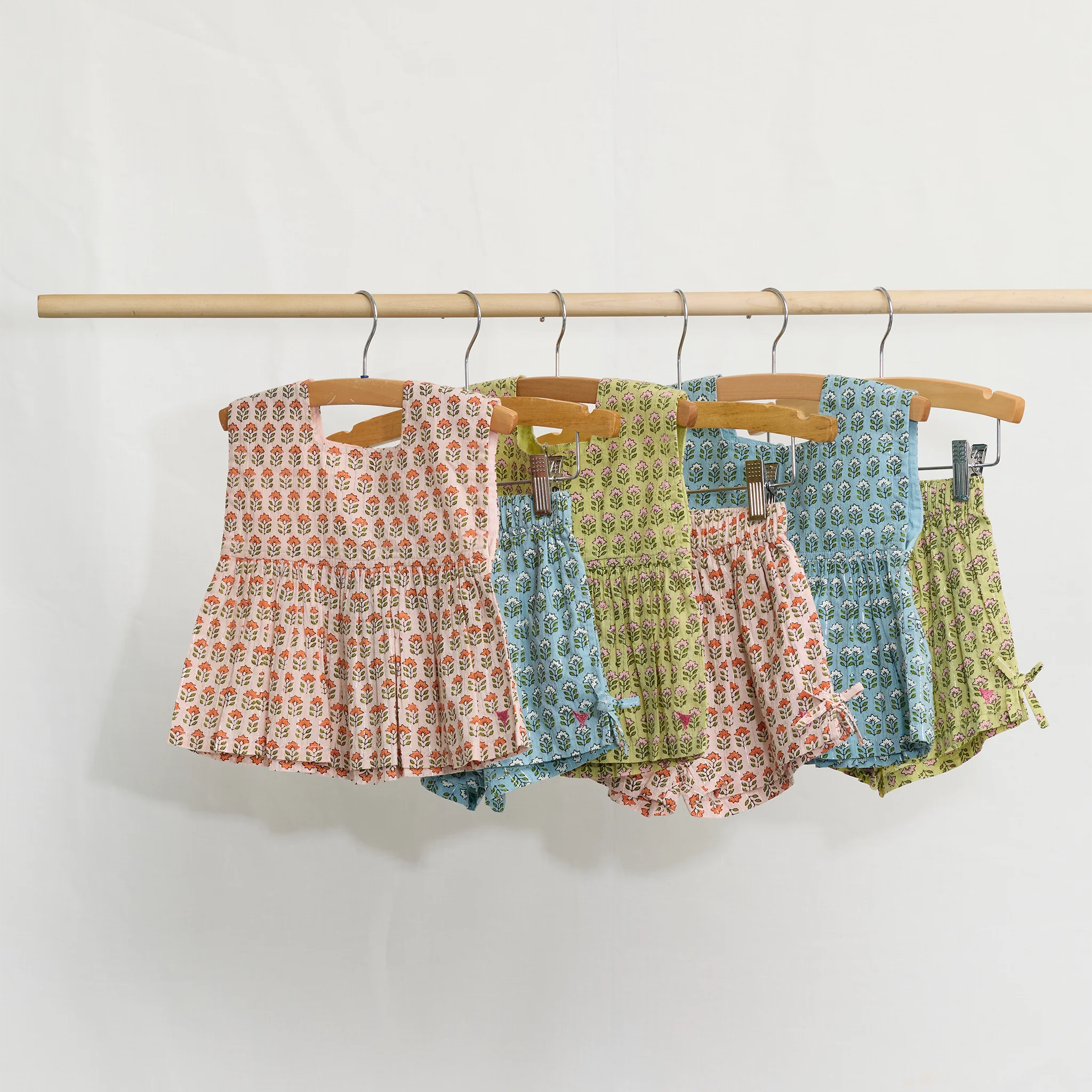 Girls Jules Short - Blue Prairie Block Print