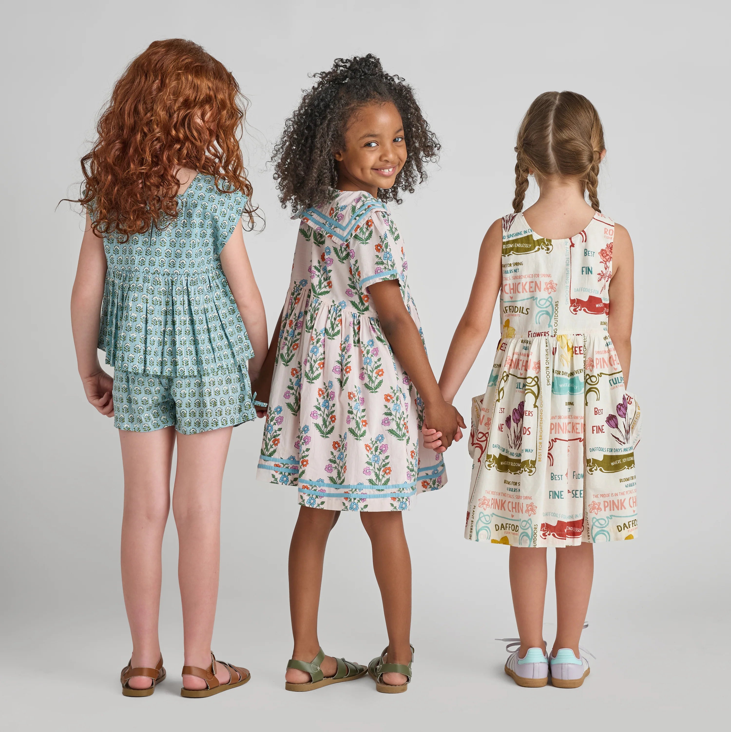 Girls Elowen Dress - Pink Dewdrop Block Print Spring