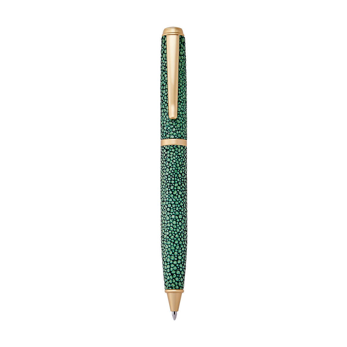 Leather Wrapped Pen - Green Pebble Shagreen