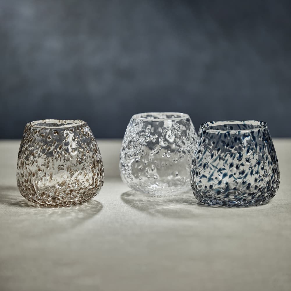 Elodie Scissor Cut Glass Vase/Candle Holder - Smoke