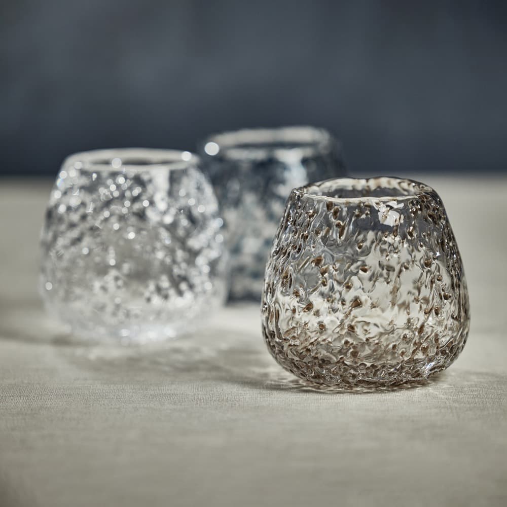 Elodie Scissor Cut Glass Vase/Candle Holder - Clear