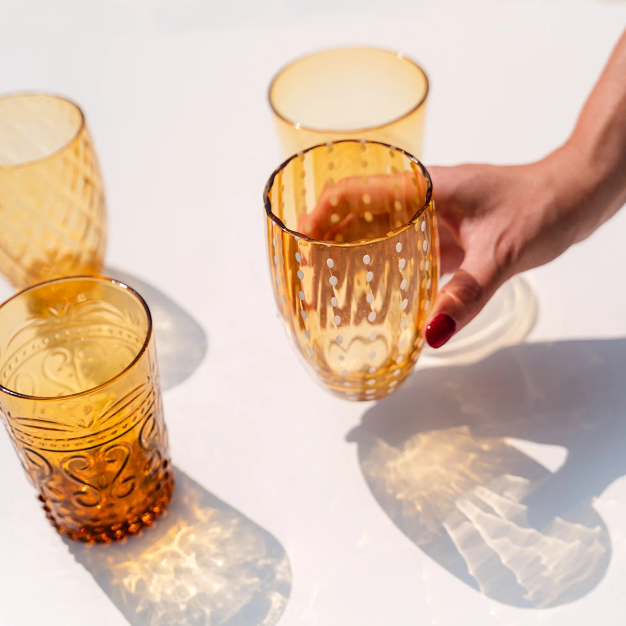 Perle Tumbler Set of 4 - Amber