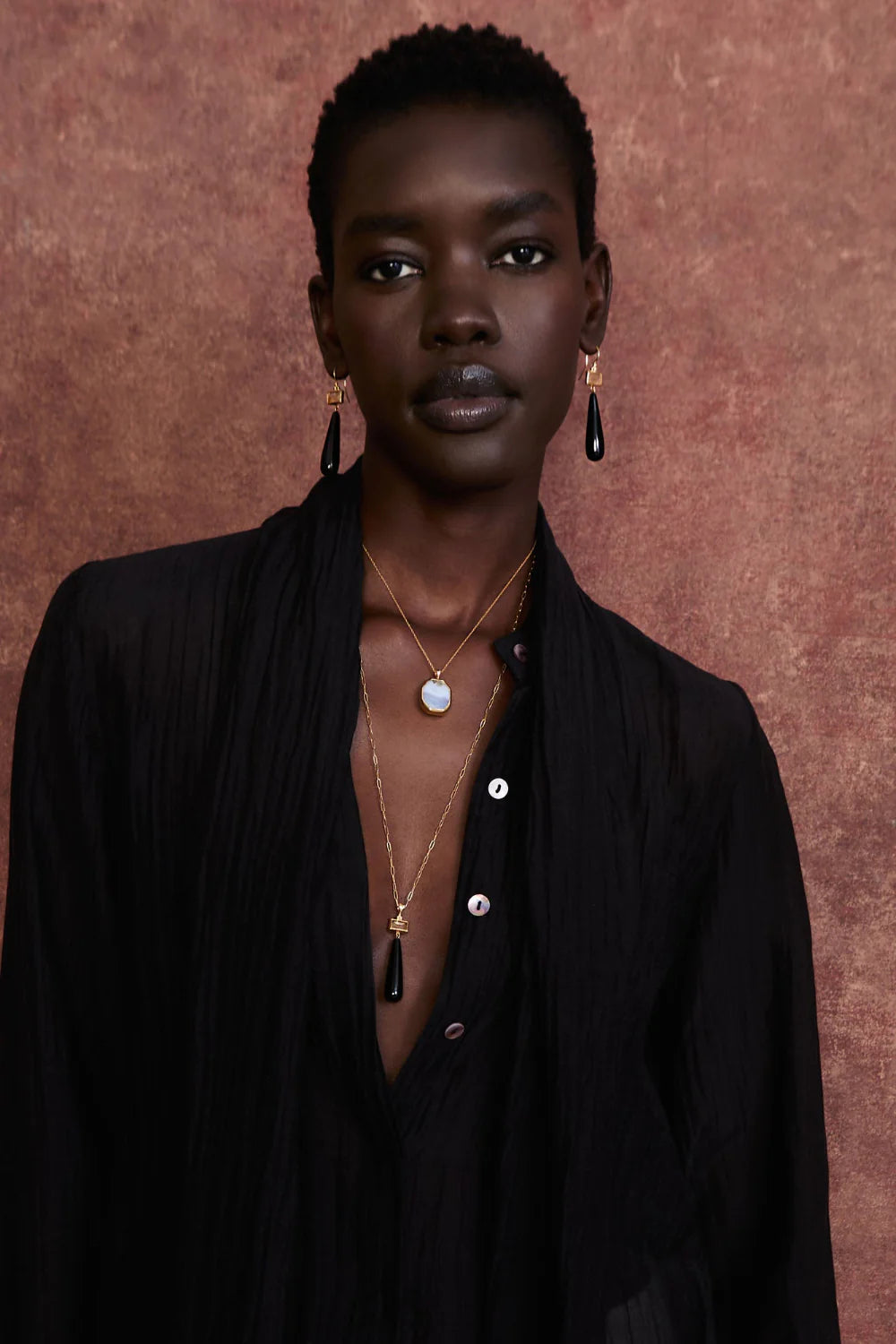 Messina Earring - Black Agate