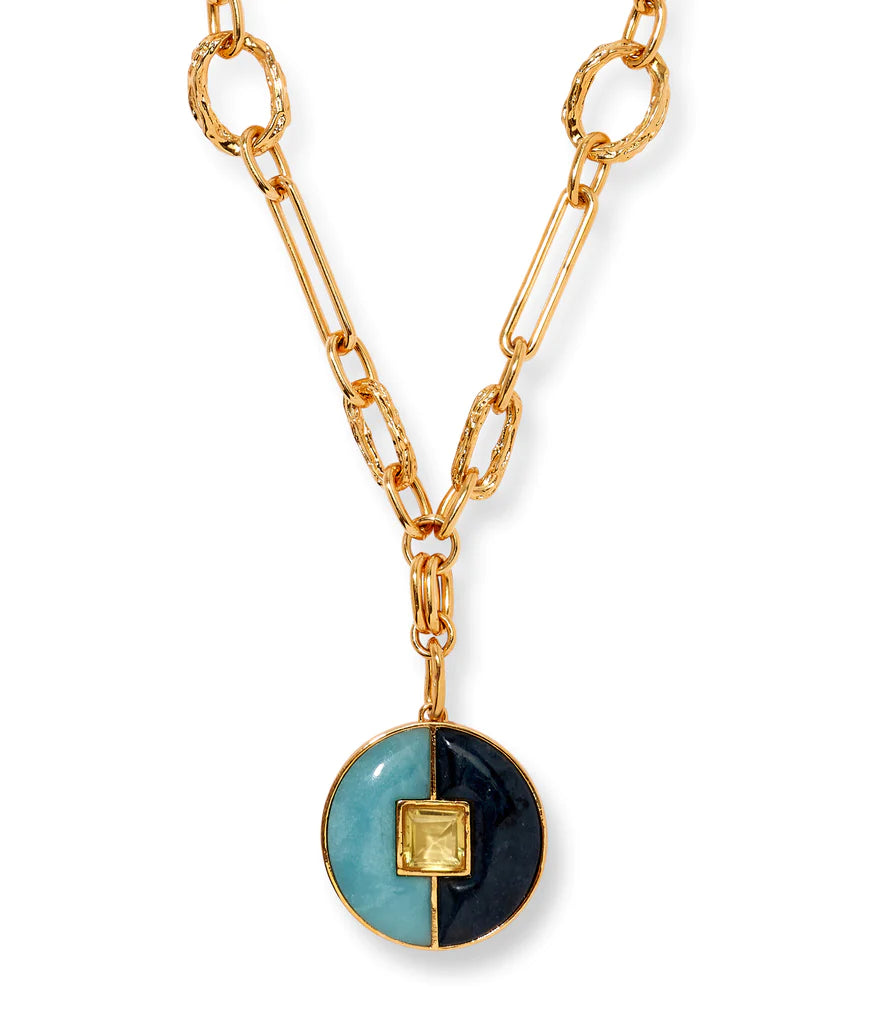Porto Medallion Necklace in Blue Jasmine