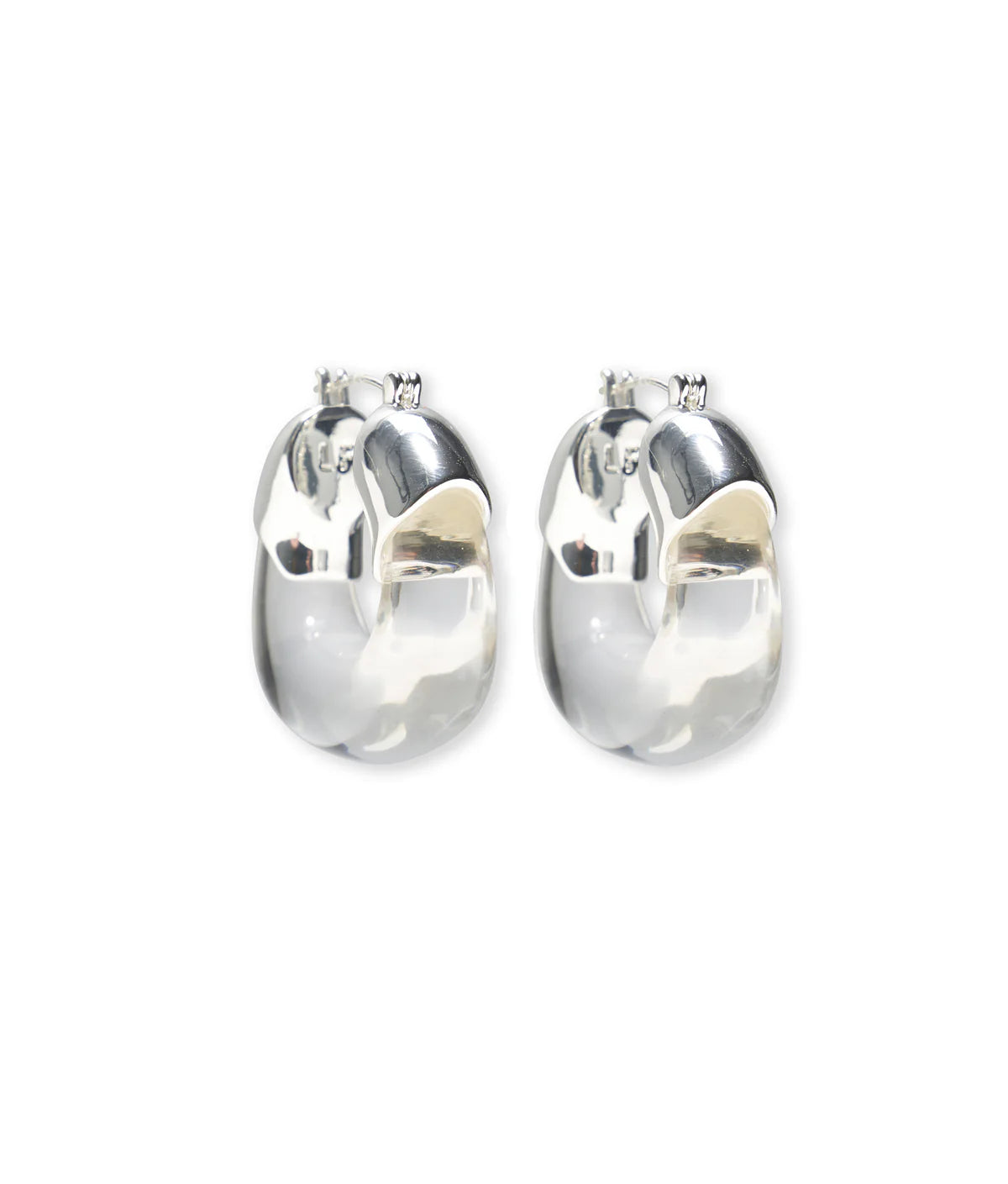 Silver Organic Hoops - Clear