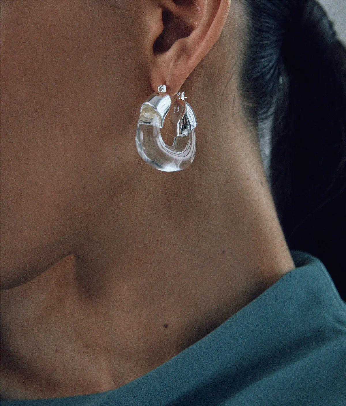 Silver Organic Hoops - Clear