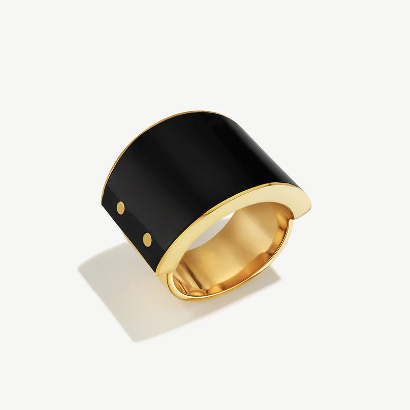 Sana Horn Band Ring - Black