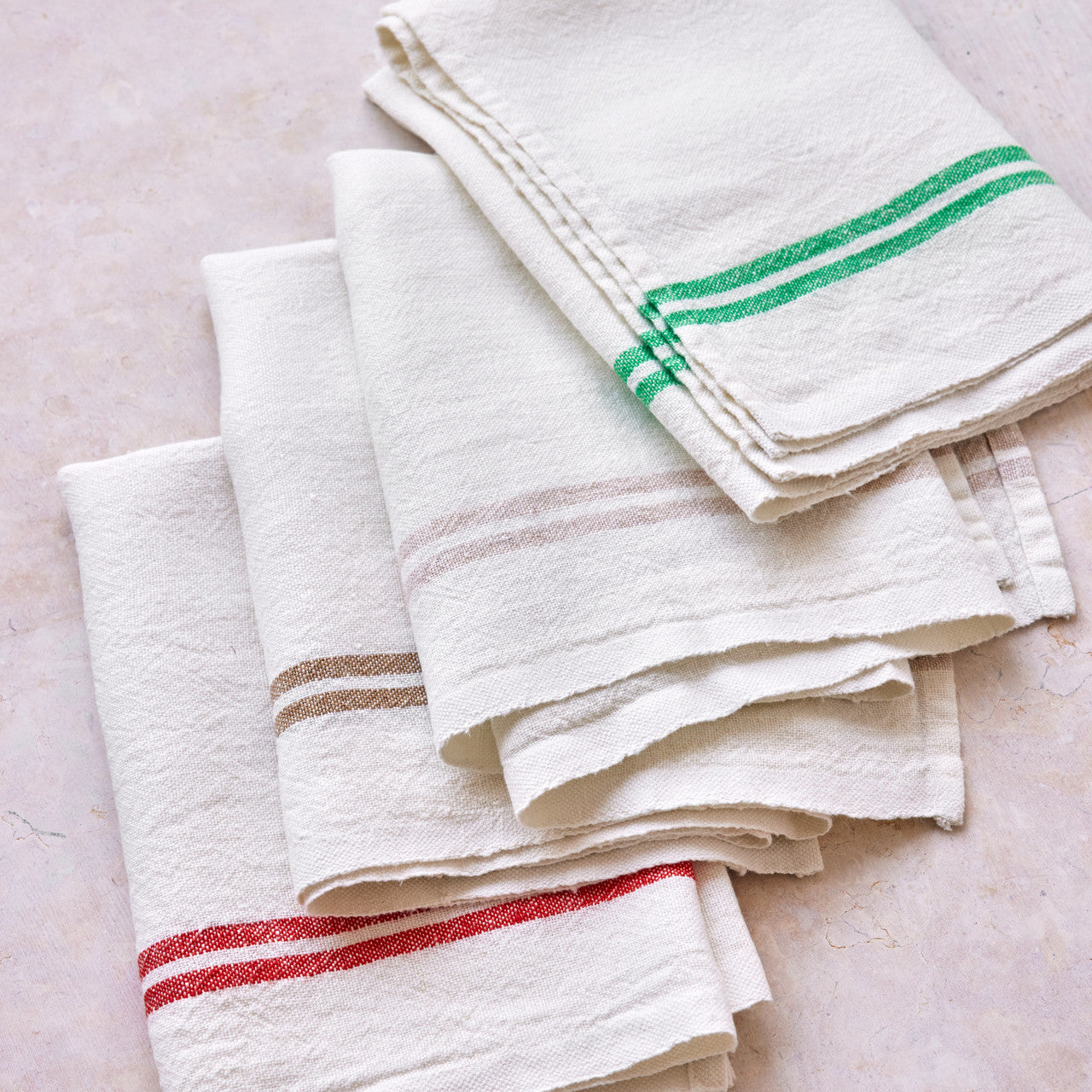 Brasserie Striped Linen Tea Towel Set of 2 - Earth