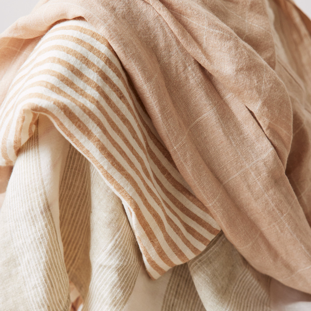 Tangier Striped Linen Tea Towel Set of 2 - Dune