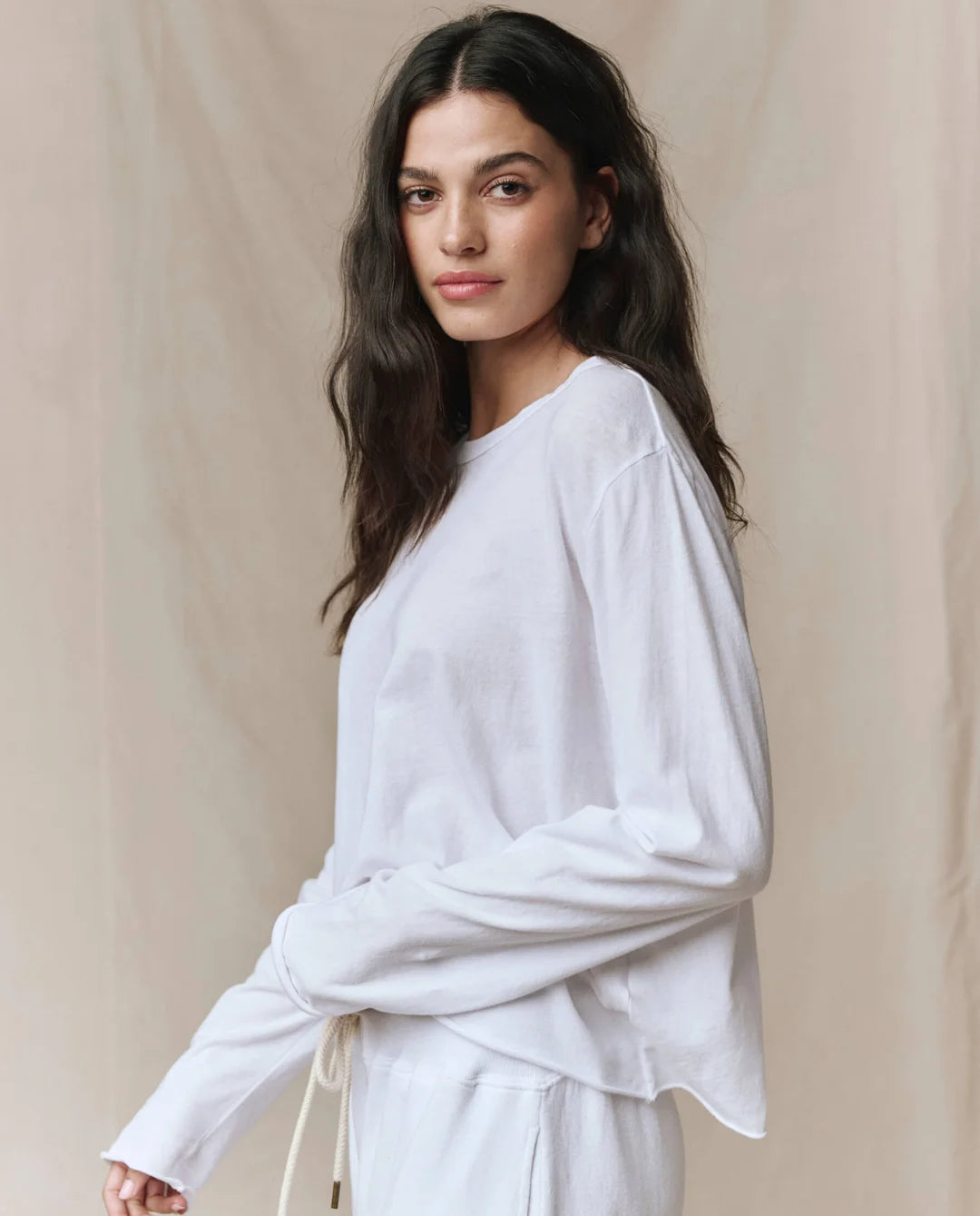 The Long Sleeve Crop Tee - True White