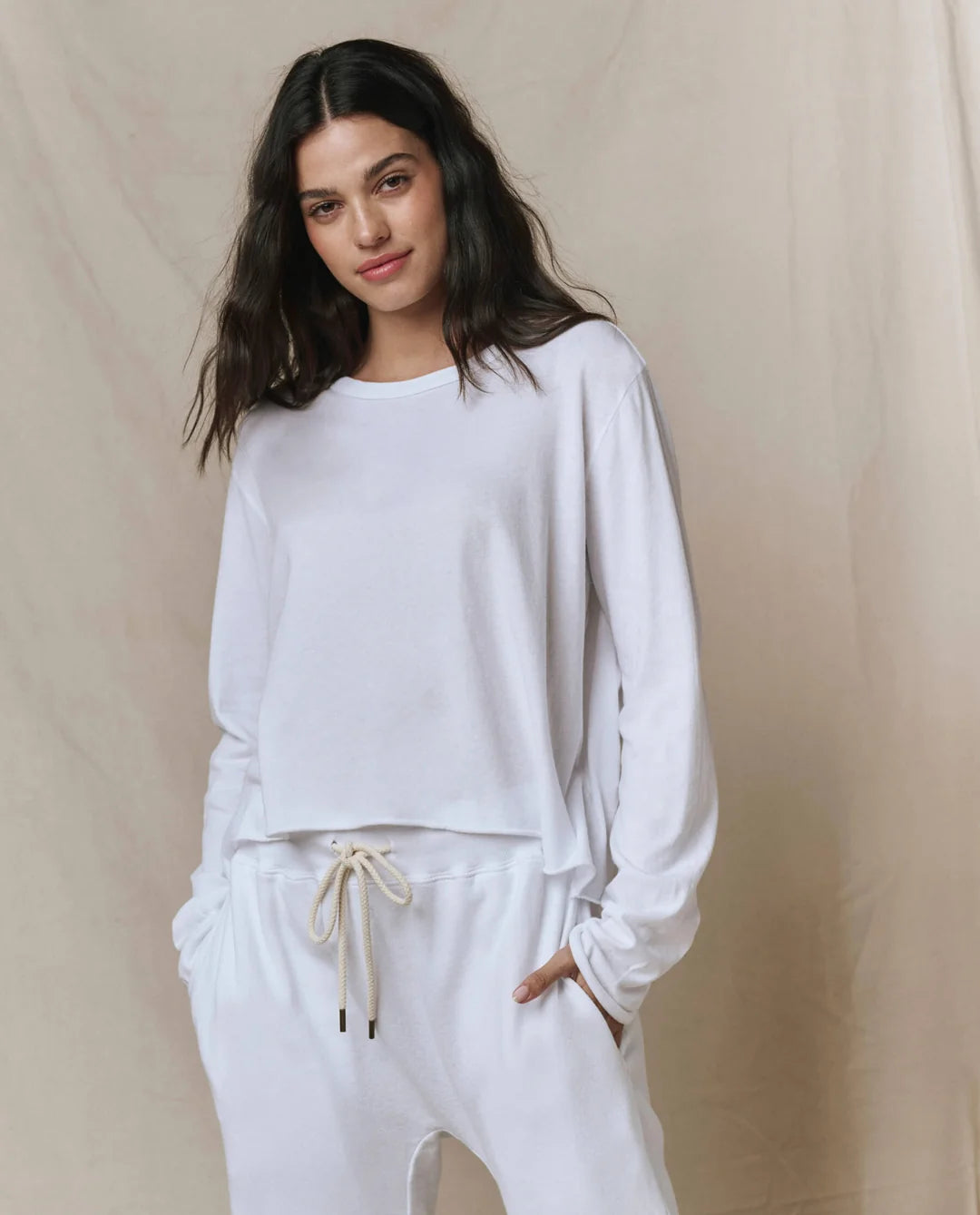 The Long Sleeve Crop Tee - True White