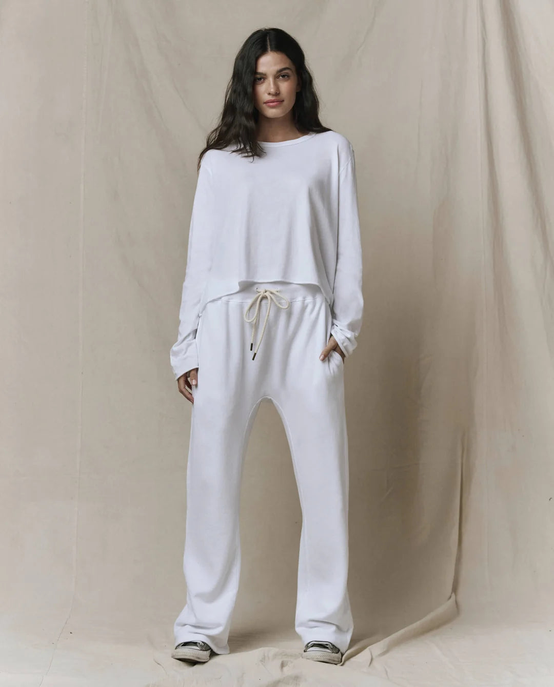 The Long Sleeve Crop Tee - True White