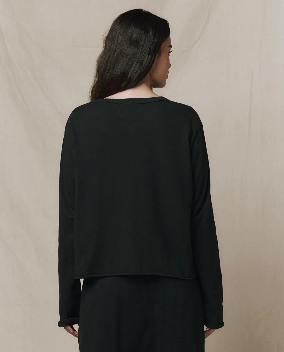 The Long Sleeve Crop Tee - Almost Black