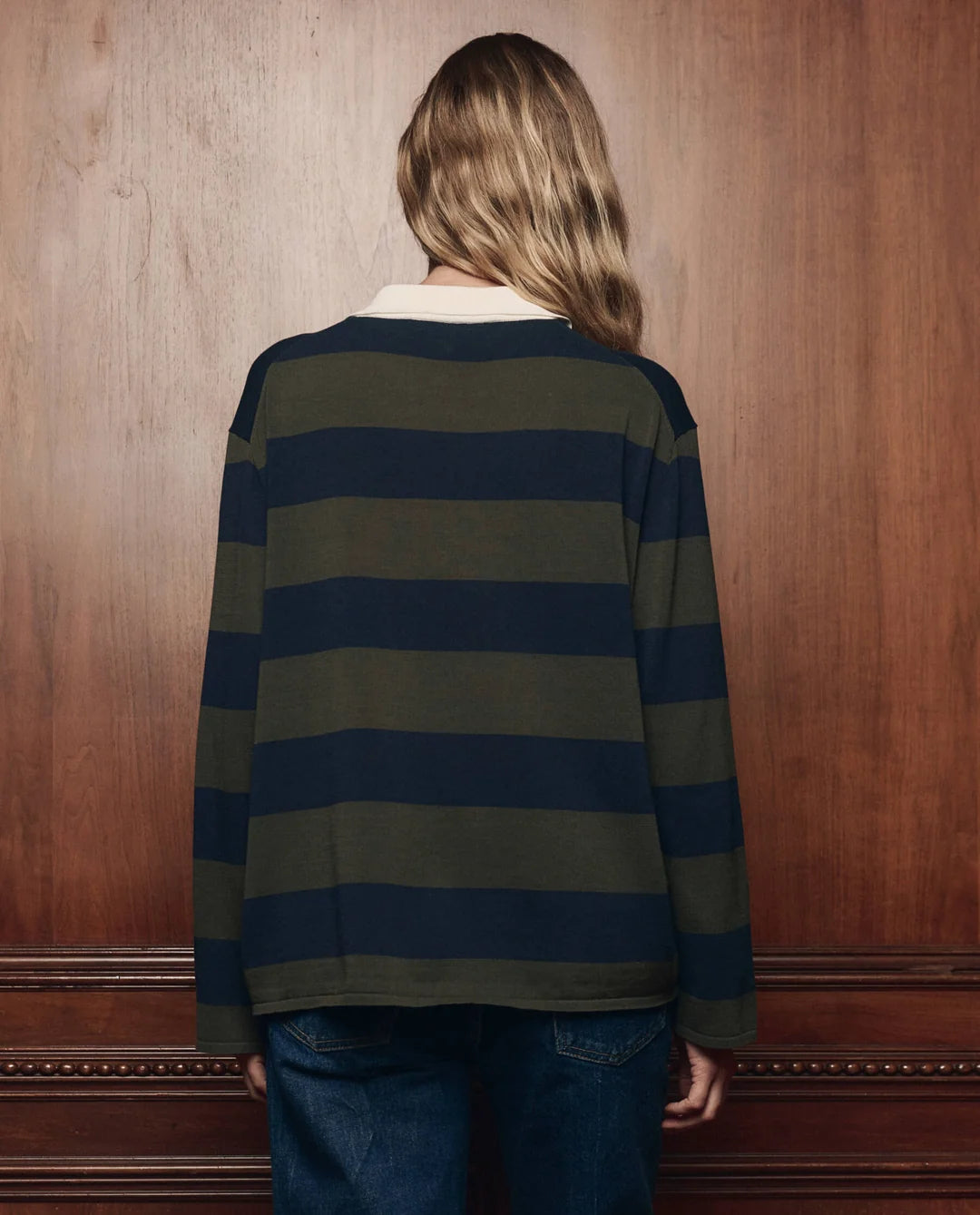 The Academy Polo Sweater - Army League Stripe