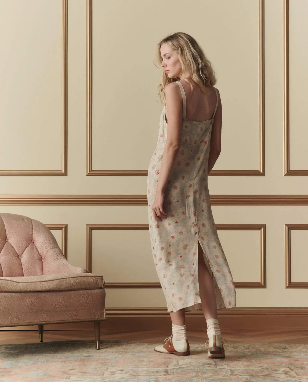 The Sunroom Slip Dress - Champagne Scattered Bloom