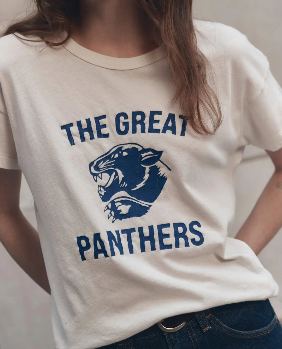 The Boxy Crew With Growling Panther Graphic - Washed White
