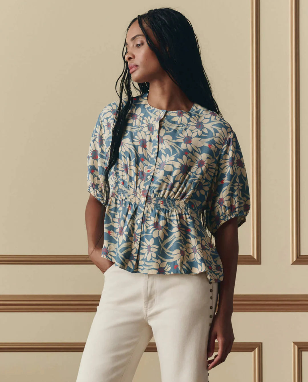 The Hayflower Top - Blue Scattered Bloom
