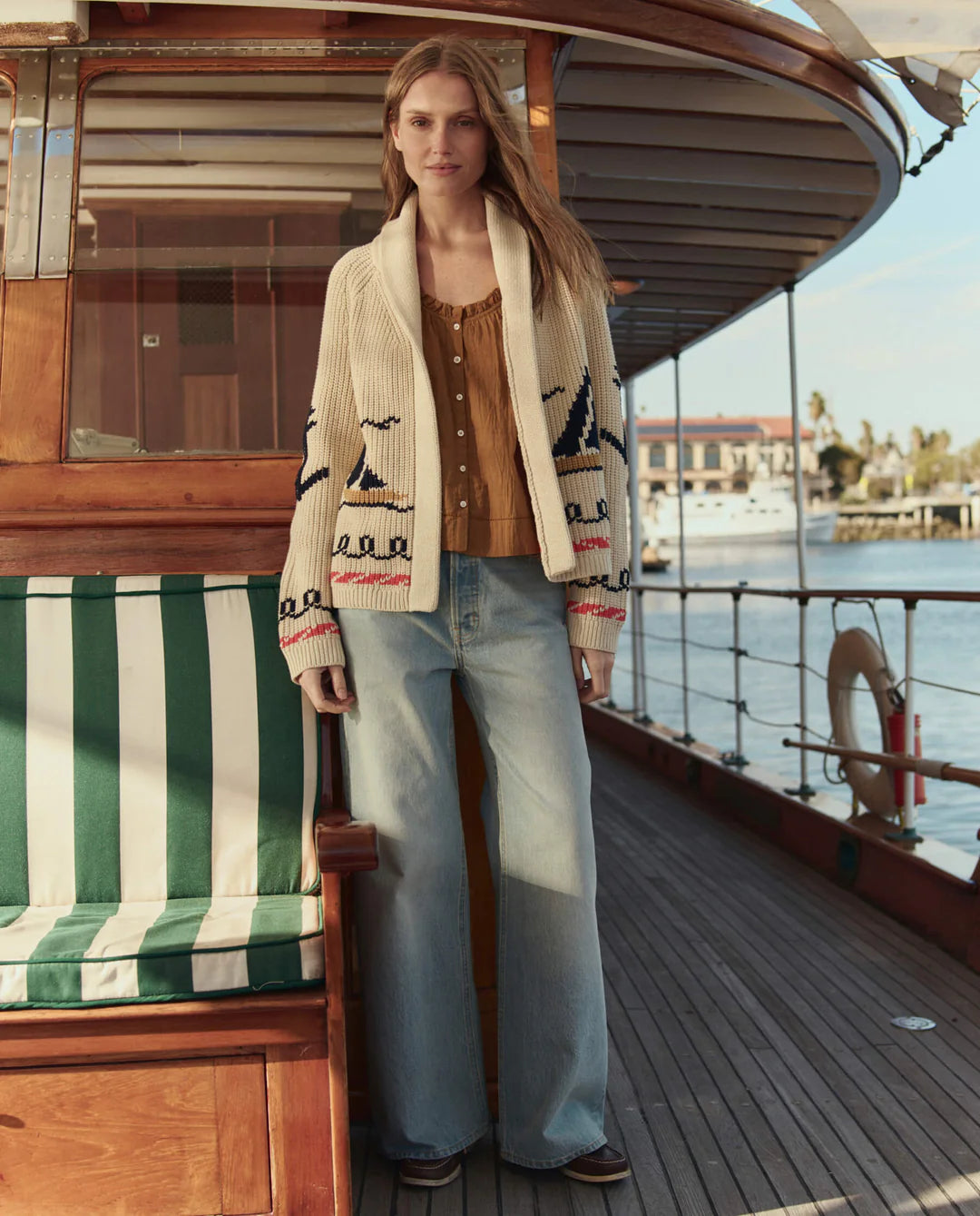 The Sailboat Lodge Cardigan - Cream