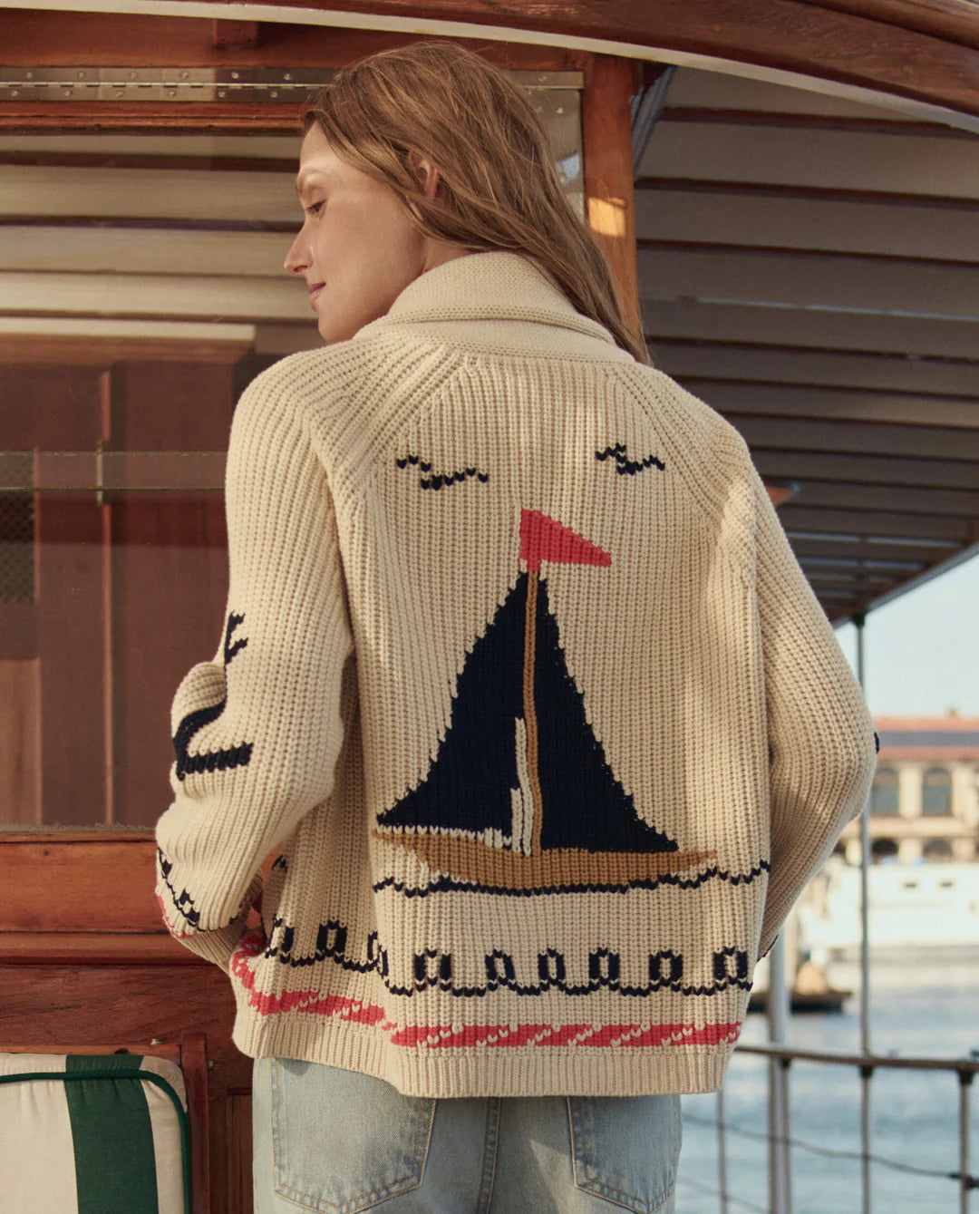 The Sailboat Lodge Cardigan - Cream