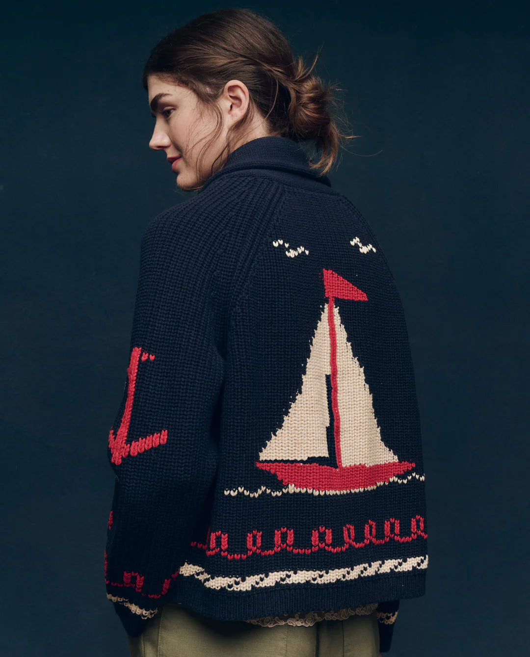 The Sailboat Lodge Cardigan - Dark Navy